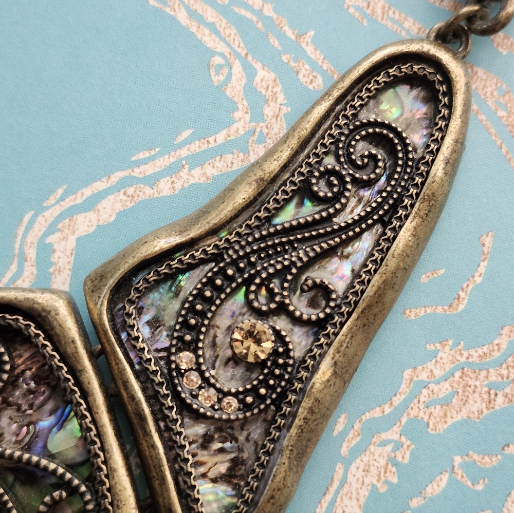 Abalone Shell Chunky Necklace Statement - image 3